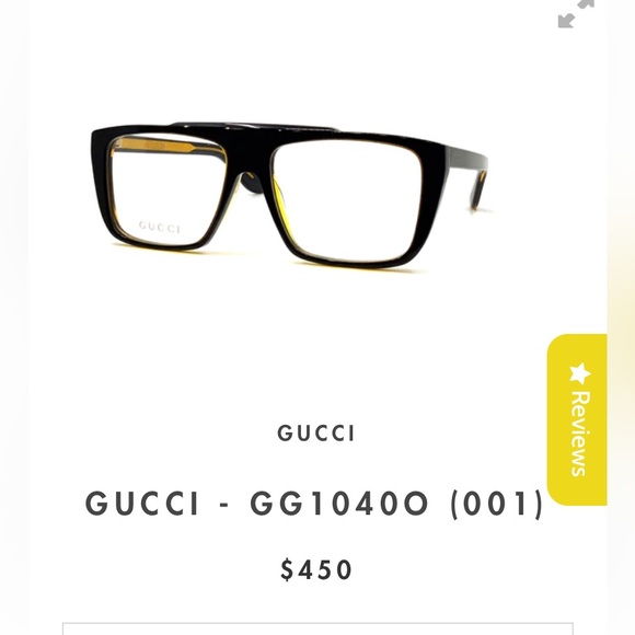 NEW Gucci GG10400 001 Black Yellow Rectangle Unisex Clear or Demo Lenses Glasses - Picture 7 of 13